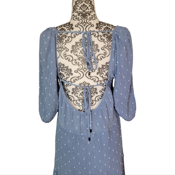 Moon River Back Cut-Out Clip Dot Tiered Midi Dress From Anthropologie - Picture 4 of 16